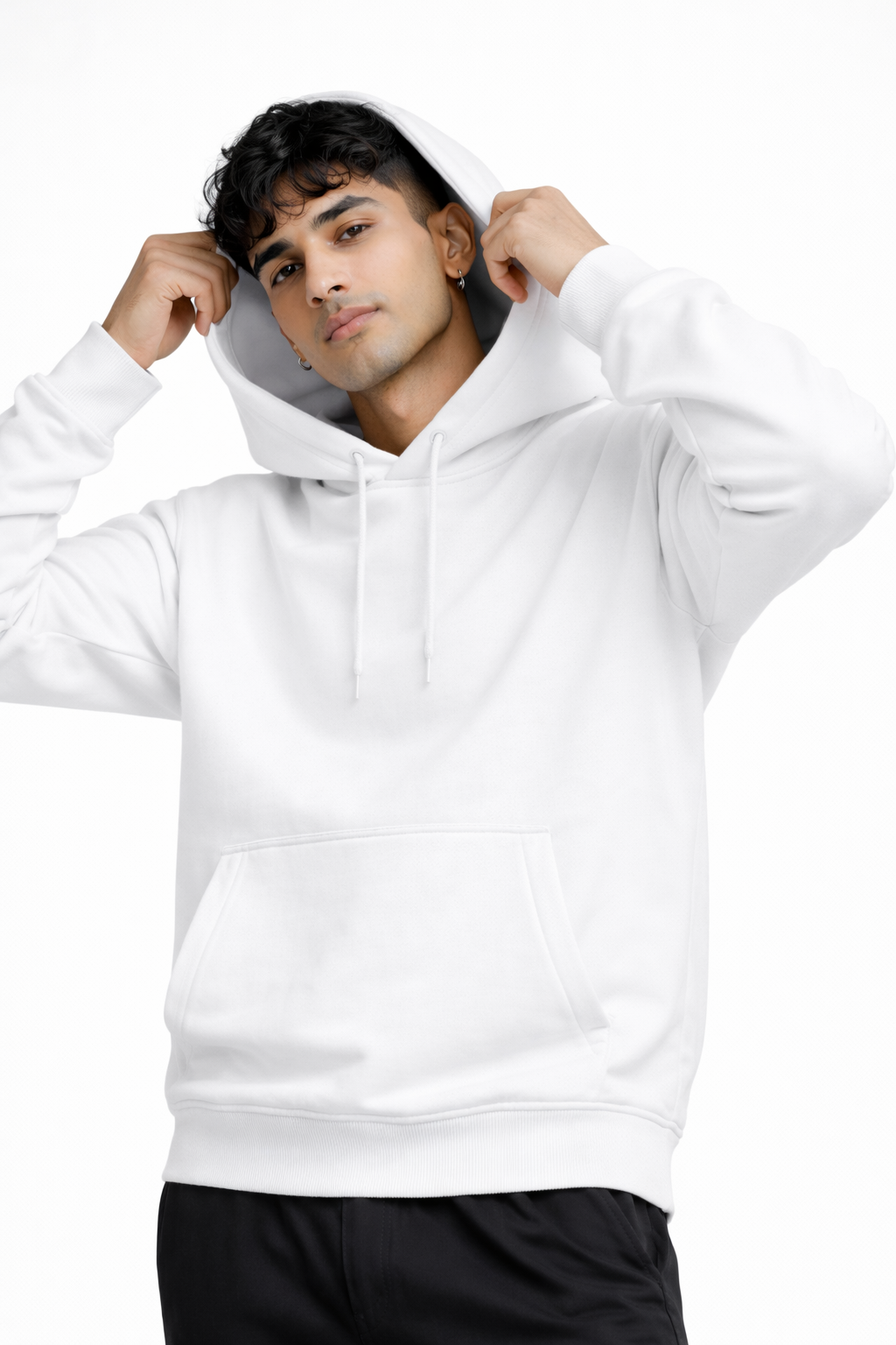White Oversized Hoodie for Men | Heavyweight 400 GSM Premium Cotton | Unisex Fit | TIW
