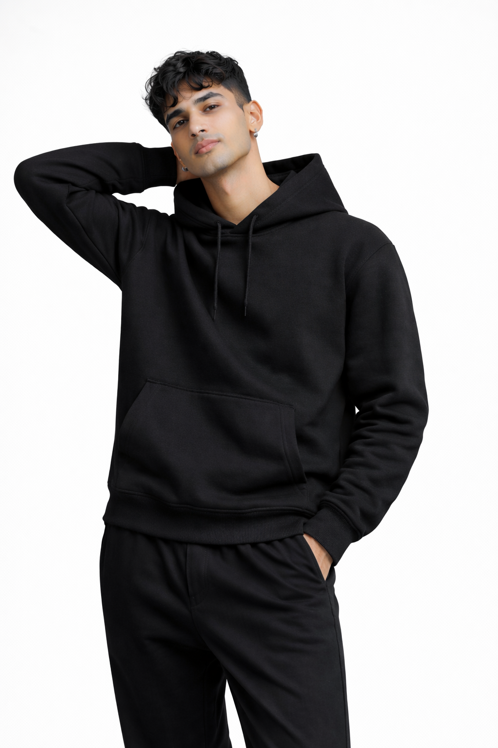 Black Oversized Hoodie for Men | Heavyweight 400 GSM Premium Cotton | Unisex Fit | TIW