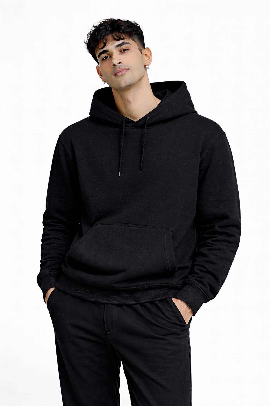 Black Oversized Hoodie for Men | Heavyweight 400 GSM Premium Cotton | Unisex Fit | TIW
