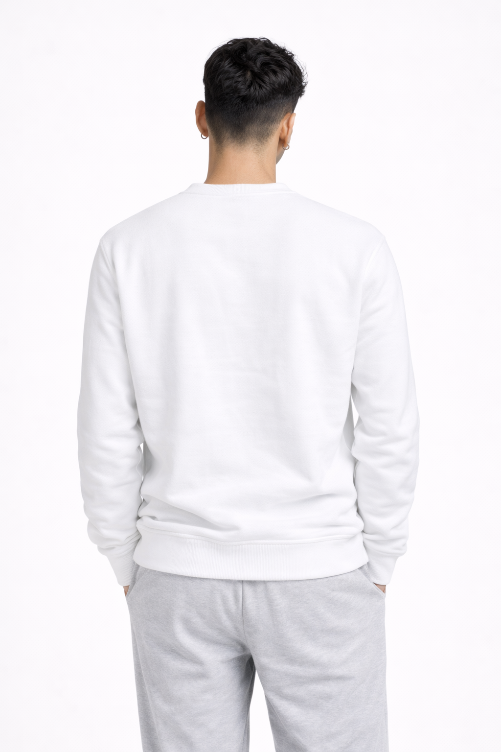 White Cotton Fleece Sweatshirt for Men | Heavyweight 300 GSM | TIW