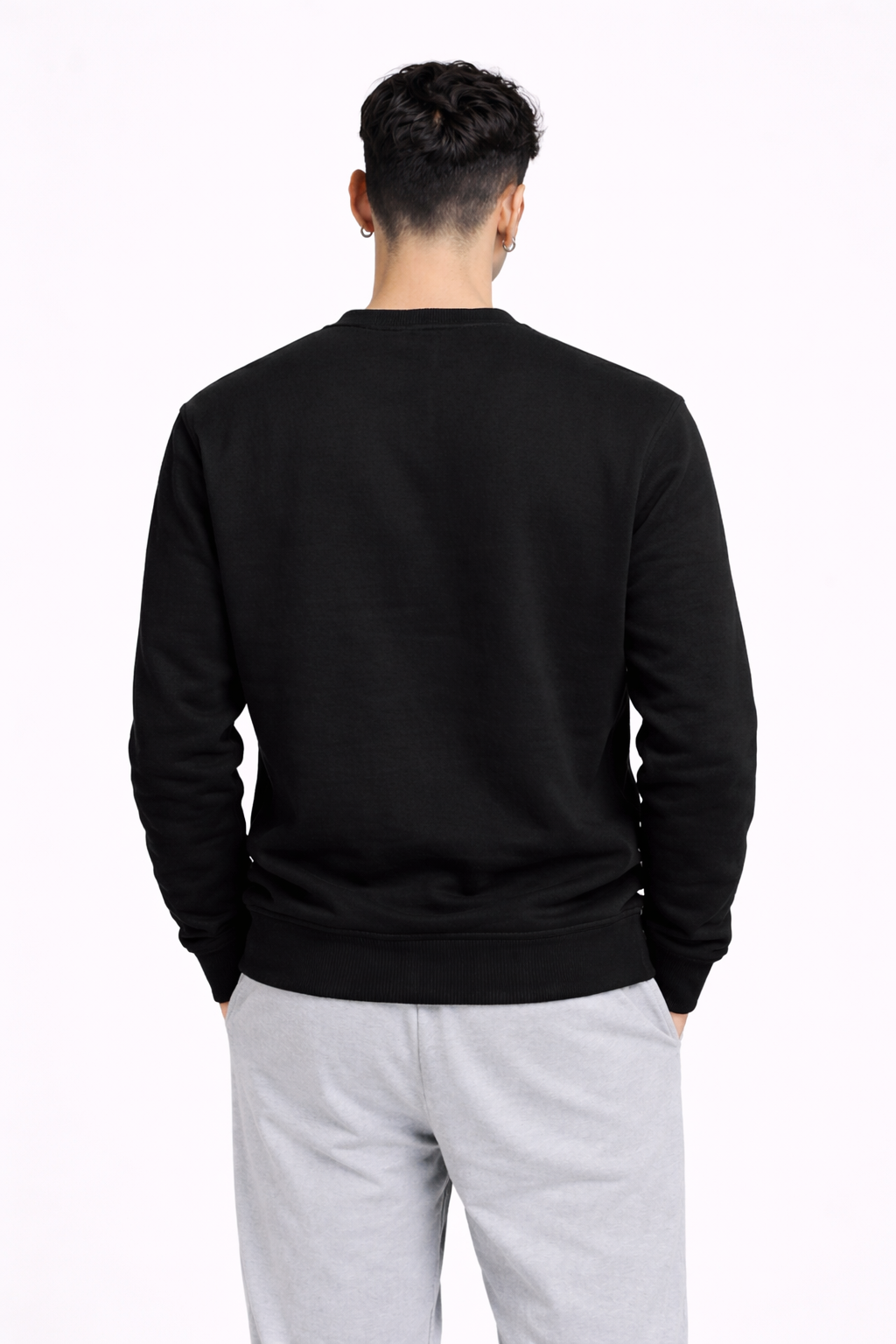 Black Sweatshirt for Men | 300 GSM Premium Cotton Fleece | Regular Fit | TIW
