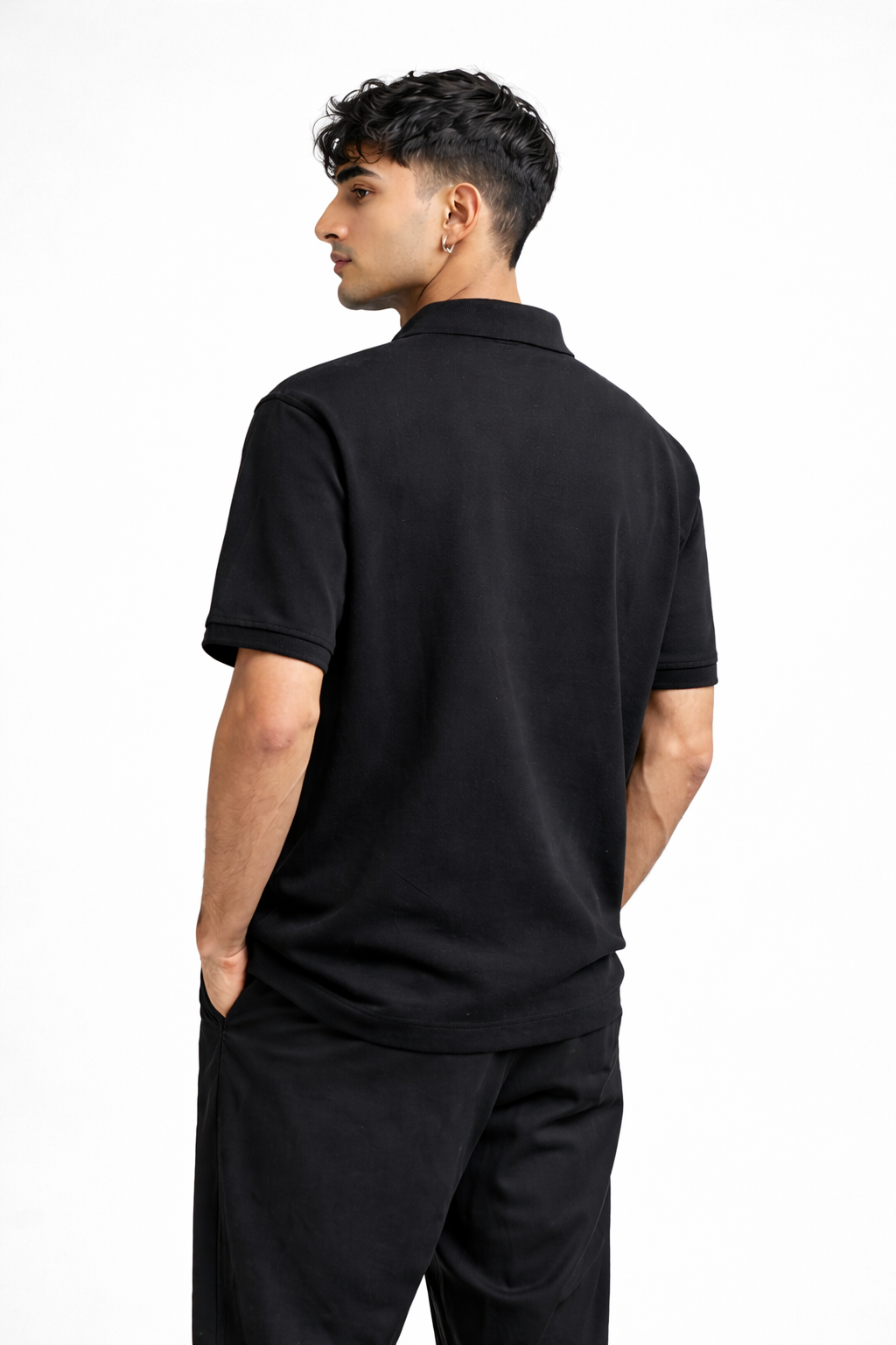 Black Polo T-Shirt for Men | Premium Cotton | TIW