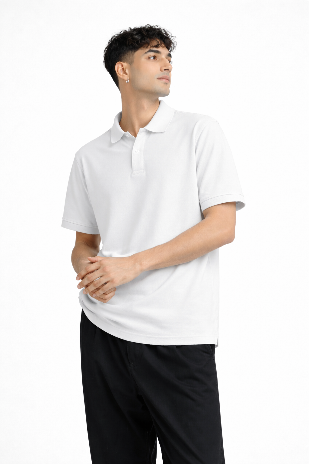 White Polo T-Shirt for Men | 220 GSM Premium Cotton | Regular Fit | TIW