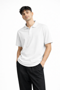 White Polo T-Shirt for Men | 220 GSM Premium Cotton | Regular Fit | TIW