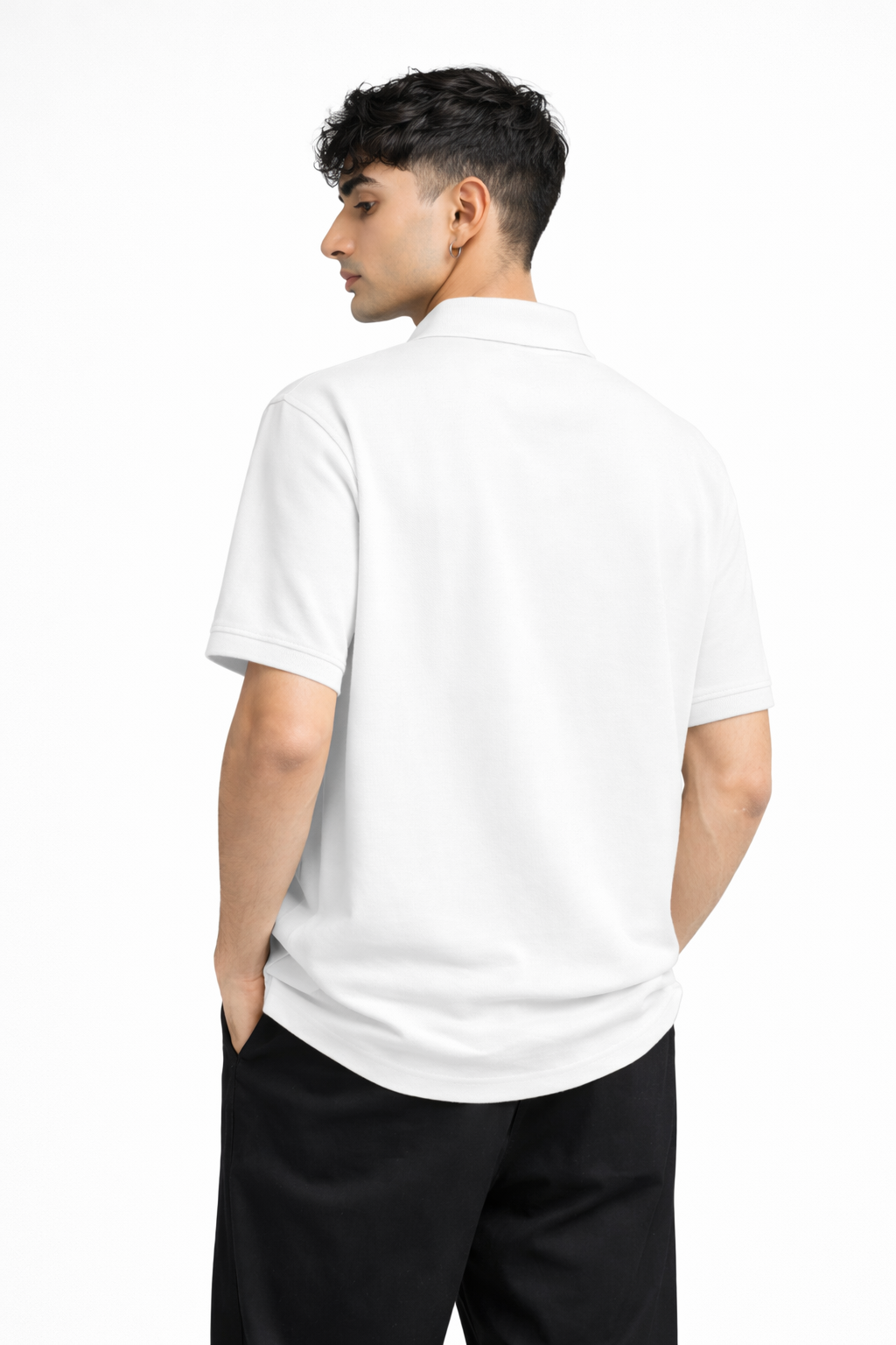 White Polo T-Shirt for Men | 220 GSM Premium Cotton | Regular Fit | TIW